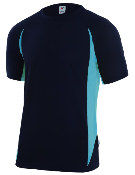 CAMISETA TECNICA BICOLOR M/C. NEGRO/CELESTE TALLA S-3XL